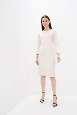 Straight office midi dress in beige color with long sleeves Garne 3039534 photo №2