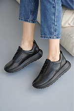 Черные кожаные кроссовки весенние на платформе 8019534 фото №2