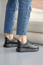 Черные кожаные кроссовки весенние на платформе 8019534 фото №3