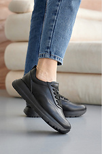 Черные кожаные кроссовки весенние на платформе 8019534 фото №4