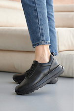 Черные кожаные кроссовки весенние на платформе  8019534 фото №5