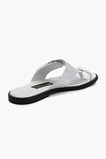Silver leather one-finger buckle flip flops  4205536 photo №3
