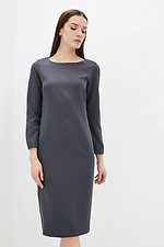 Прямое офисное платье миди серого цвета с длинными рукавами Garne 3039537 фото №1