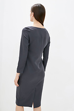 Прямое офисное платье миди серого цвета с длинными рукавами Garne 3039537 фото №3