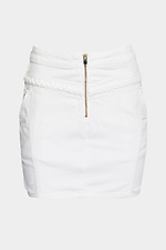 Короткая джинсовая юбка мини белого цвета с замком спереди  4014537 фото №5