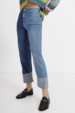 Двухцветные женские джинсы укороченного кроя  4014538 фото №1