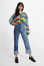 Двухцветные женские джинсы укороченного кроя  4014538 фото №2
