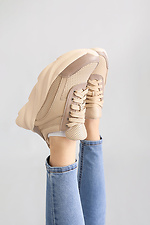 Chunky leather platform sneakers in beige  4205538 photo №1