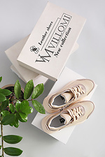 Chunky leather platform sneakers in beige  4205538 photo №3