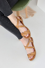 Leather summer sandals with braid and straps  8019538 photo №7