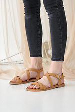 Leather summer sandals with braid and straps  8019538 photo №8