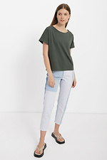 Двухцветные женские джинсы укороченного кроя  4014540 фото №2