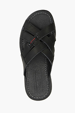 Czarne skórzane sandały z paskami  4205540 zdjęcie №4