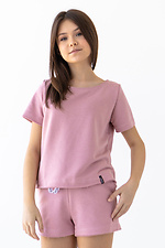 Летняя хлопковая футболка IANINA-D розового цвета для девочки Garne 3034541 фото №1