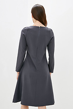 Деловое платье колокол с длинными рукавами из костюмки серого цвета Garne 3039541 фото №3