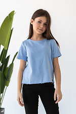 Летняя хлопковая футболка IANINA-D голубого цвета для девочки Garne 3034542 фото №7