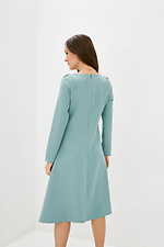 Деловое платье колокол с длинными рукавами из костюмки оливкового цвета Garne 3039542 фото №3