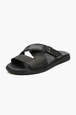 Black Leather Buckle Sandals  4205542 photo №2