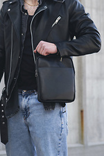 Herren Leder Messenger Bag Metall Schwarz Without 8049542 Foto №4