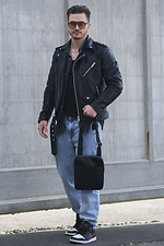 Herren Leder Messenger Bag Metall Schwarz Without 8049542 Foto №5
