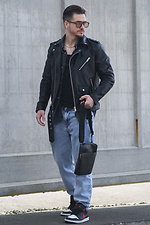 Herren Leder Messenger Bag Metall Schwarz Without 8049542 Foto №6