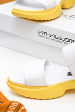 Białe skórzane sandały z żółtą platformą  4205544 zdjęcie №3