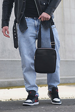 Men's Leather Messenger Bag Metal Crocodile Black Without 8049544 photo №2