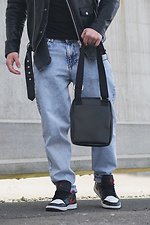 Men's Leather Messenger Bag Metal Crocodile Black Without 8049544 photo №6