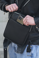 Men's Leather Messenger Bag Metal Crocodile Black Without 8049544 photo №7