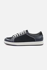 Blue leather sneakers with white soles and laces  4205546 photo №4