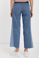 Двухцветные широкие джинсы укороченного кроя  4014547 фото №3
