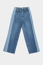 Двухцветные широкие джинсы укороченного кроя  4014547 фото №5