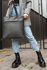 Große Shopper-Tasche aus grauem Kunstleder SGEMPIRE 8015547 Foto №2