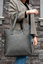 Велика сумка шоппер із еко-шкіри сірого кольору SGEMPIRE 8015547 фото №3