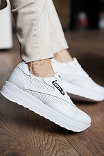 Women's leather sneakers white perforated  8018547 photo №3