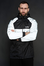 Schwarze Windbreaker-Frühlingsjacke mit reflektierenden Ärmeln mit Reißverschluss Custom Wear 8025548 Foto №2