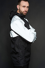 Schwarze Windbreaker-Frühlingsjacke mit reflektierenden Ärmeln mit Reißverschluss Custom Wear 8025548 Foto №3