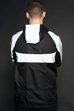 Schwarze Windbreaker-Frühlingsjacke mit reflektierenden Ärmeln mit Reißverschluss Custom Wear 8025548 Foto №6