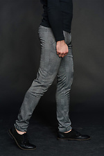 Серые зауженные брюки в клетку Custom Wear 8025549 фото №4