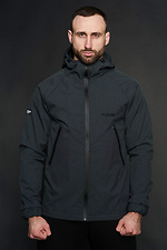Gray membrane spring jacket on fleece with a hood Custom Wear 8025551 photo №1