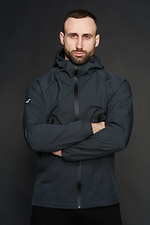 Gray membrane spring jacket on fleece with a hood Custom Wear 8025551 photo №2