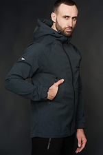 Graue Membran-Frühlingsjacke auf Fleece mit Kapuze Custom Wear 8025551 Foto №3