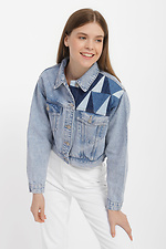 Krótka wiosenna kurtka jeansowa zapinana na guziki  4014552 zdjęcie №1