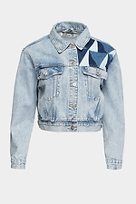 Короткая весенняя джинсовая куртка на пуговицах  4014552 фото №5