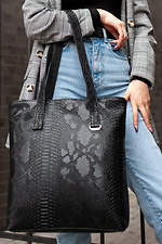 Черная сумка шоппер из эко-кожи под питона SGEMPIRE 8015552 фото №2