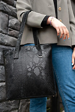 Black shopper bag made of eco-leather under python SGEMPIRE 8015552 photo №3