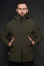 Green membrane spring jacket on fleece with a hood Custom Wear 8025552 photo №2