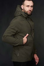 Green membrane spring jacket on fleece with a hood Custom Wear 8025552 photo №5