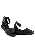 Black leather peep toe platform sandals  8018553 photo №2
