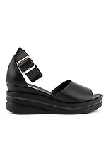 Black leather peep toe platform sandals  8018553 photo №3